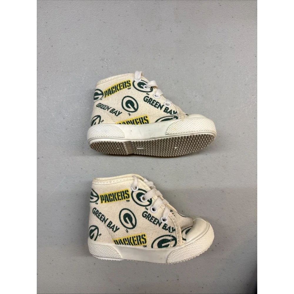 Green Bay Packers Baby High Top Shoes Size 1 Vintage Football USA Excellent
